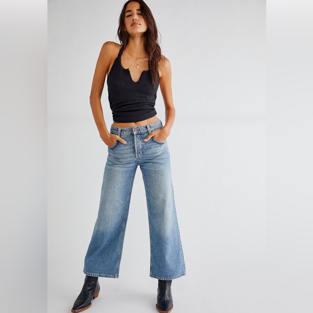 Free People Chalet High Waisted Wide Leg Jean Size 30